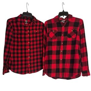 Arizona Jean Company Red and Black Plaid Button Down Shirt and Wonder nation.